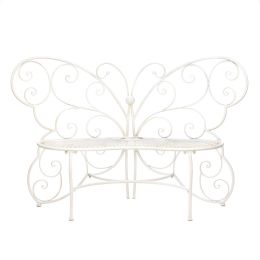 White Butterfly Garden Bench