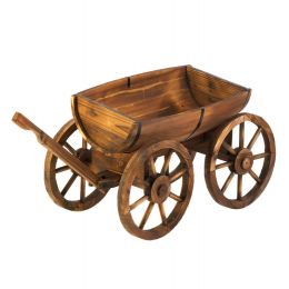 Old Country Wood Barrel Wagon Planter