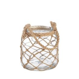 Small Fish Net Wrap Glass Candle Lantern