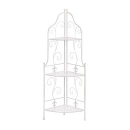 White Basket Weave Corner Rack