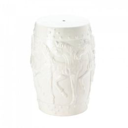 White Horses Ceramic Decorative Stool