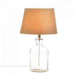 Clear Ripple Glass Bottle Table Lamp