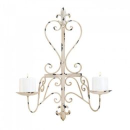 Antiqued Fleur De Lis Candle Sconce