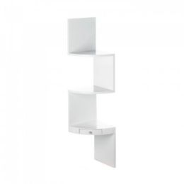 White Corner Triple Shelves With Drawer