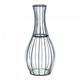 Tall Glass And Metal Vase