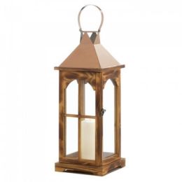 Large Rose Gold Wooden Lantern