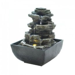 Tiered Rock Formation Tabletop Fountain