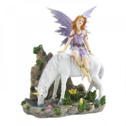 Lavender Fairy And Unicorn Figurine