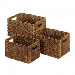 Brown Wicker Basket Trio