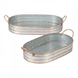 Oblong Galvanized Metal Tray Duo