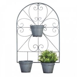 Scrollwork Trellis With Flower Pots