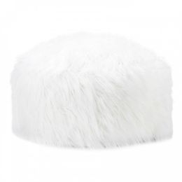 Extra Large Fuzzy White Ottoman