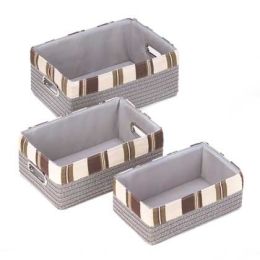 Stacking Grey Striped Basket Set