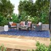 Modern 4-Piece Outdoor Grey Resin Wicker Patio Furniture Set with Cushions