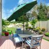 9 Foot Outdoor Patio Umbrella with Push Button Tilt and Crank Dark Green