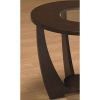 Stylish Espresso End Table with Shelf and Glass Insert