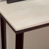 Contemporary Sofa Table in Espresso Wood Finish with Faux Travertine Top