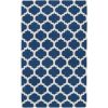 5' x 8' Flat Woven Wool Area Rug Handmade Blue White Trellis Pattern