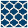 5' x 8' Flat Woven Wool Area Rug Handmade Blue White Trellis Pattern