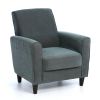 Blue Upholstered Modern Accent Arm Chair with Espresso Wood Legs
