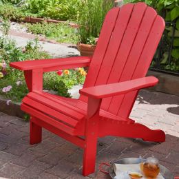 Outdoor Weather Resistant Eucalyptus Wood Adirondack Chair in Red Finish