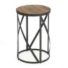 Modern Industrial Drum Style Steel Side Table with Wood Top