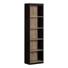 Modern 69-inch Tall Skinny 5-Shelf Bookcase in Black Wood Finish