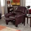 Burgundy Top-Grain Leather Upholstered Wing-back Club Chair Recliner