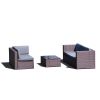 Brown Resin Wicker 4-Piece Outdoor Patio Furniture Set with Grey Cushions