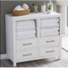 Modern White Freestanding Bathroom Floor Linen Cabinet with Open Shelves