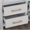 Modern White Freestanding Bathroom Floor Linen Cabinet with Open Shelves