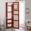 Wall Mounted Locking Jewelry Armore with Mirror in Cherry Wood Finish