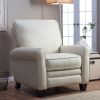 Soft Cream Bonded Leather Upholstered Club Chair Recliner with Espresso Legs