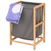 Bamboo Wood Frame Laundry Hamper with Cotton Blend Clothes Bag