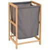 Bamboo Wood Frame Laundry Hamper with Cotton Blend Clothes Bag