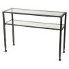 Black Metal Frame Sofa Table with Clear Tempered-Glass Top Shelves