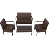 Brown 4-Piece Outdoor Rattan Patio Furniture Set