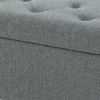 Grey Linen 48-inch Bedroom Storage Ottoman Bench Footrest