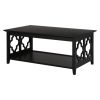 Black Quatrefoil Coffee Table with Solid Birch Wood Frame