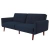 Blue Velvet Modern Mid-Century Style Upholstered Sleeper Sofa Bed