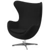 Modern Black Wool Fabric Upholstered Egg Shaped Arm Chair