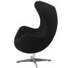 Modern Black Wool Fabric Upholstered Egg Shaped Arm Chair