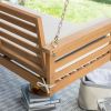 Deep Seat Wood Porch Swing Outdoor Bed with Cushion and 2 Bolster Pillows