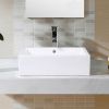 Contemporary 20-inch Bathroom Ceramic Vessel Sink in White