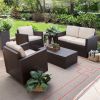 Outdoor Brown Wicker Resin 4-Piece Patio Furniture Dinning Set