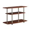 Modern Wood and Metal TV Stand in Cherry Brown Finish