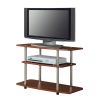 Modern Wood and Metal TV Stand in Cherry Brown Finish