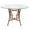 Contemporary 45-inch Round Glass Top Dining Table with Matte Gold Metal Frame