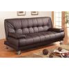 Modern Futon Style Sleeper Sofa Bed in Brown Faux Leather