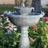 Weathered Stone Finish Outdoor Resin Solar Fountain Bird Bath